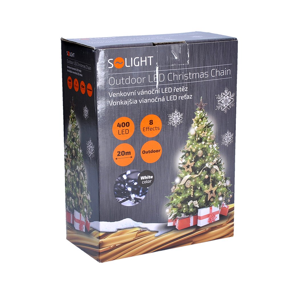Solight LED vonkajšia vianočná reťaz, 400 LED, 20m, prívod 5m, 8 funkcií, IP44, studená biela - Image 10