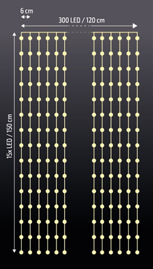 Solight LED vianočná záves okenná, strieborná, 300x mini LED, časovač, 8 funkcií, USB - Image 3