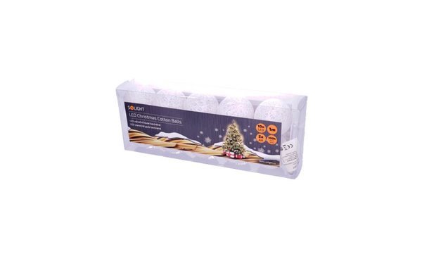 Solight LED reťaz vianočné gule bavlnené, 10LED, 1m, 2x AA, IP20 - Image 7