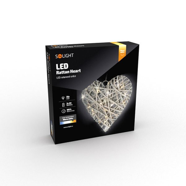 Solight LED ratanové srdce, 30x LED, 2x AA, 30cm - Image 4