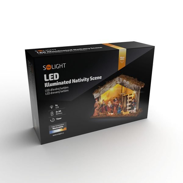 Solight LED drevený betlehem podsvietený, 26x17cm, 6x LED, 2x AA - Image 10