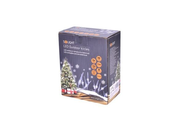 Solight LED vonkajšie cencúle, 50LED, časovač, 8 funkcií, IP44, 3xAA batérie - Image 4