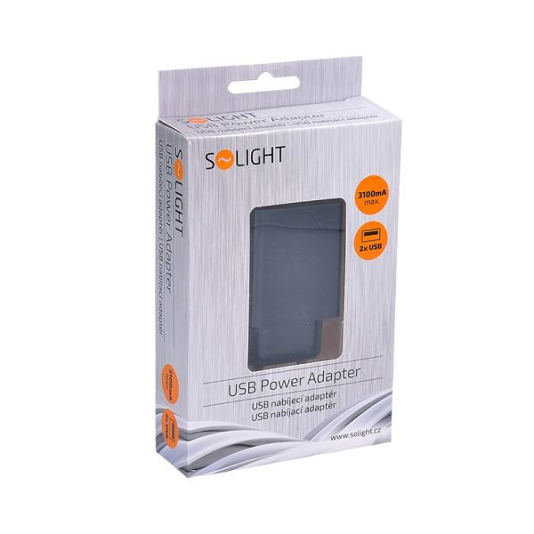 Solight USB nabíjací adaptér, 2x USB, 3100mA max., AC 230V, čierny - Image 2