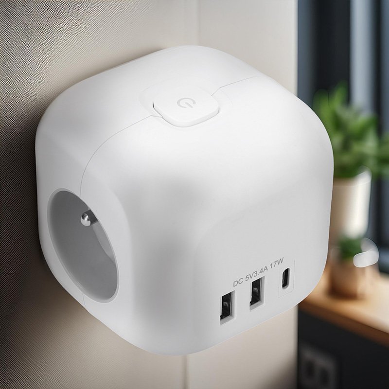 Solight rozbočka kocka, 3x 16A + USB A+C, biela, vypínač - Image 7