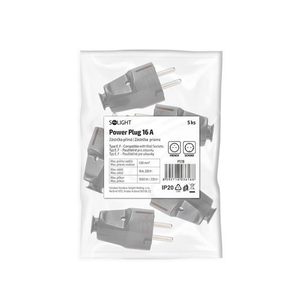 Solight zástrčka priama, IP20, čierna - Image 2