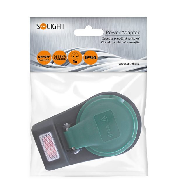 Solight zásuvka priebežná IP44, 16A, čierna, vypínač - Image 2