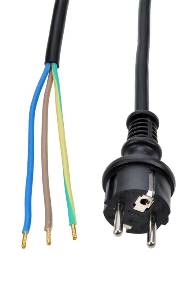 Solight flexo šnúra, 3x 1,5mm2, gumová, čierna, 5m