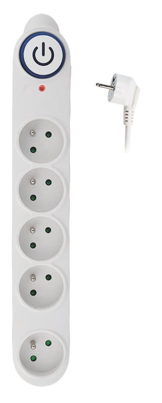 Solight prepäťová ochrana, 150J, 5 zásuviek, 1,5m, biela