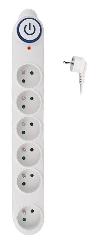 Solight prepäťová ochrana, 150J, 6 zásuviek, 5m, biela