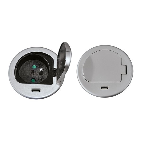 Solight 1z + USB-C 20W PD vstavaná zásuvka, 2m, strieborná - Image 3