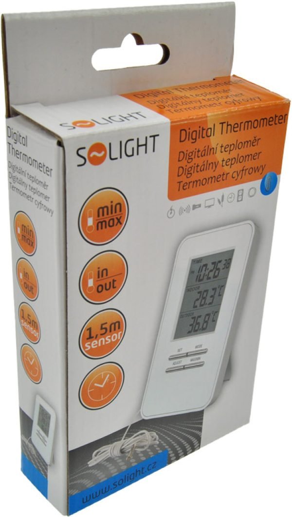Solight teplomer, teplota, veľký displej, dátum, čas, biely - Image 3