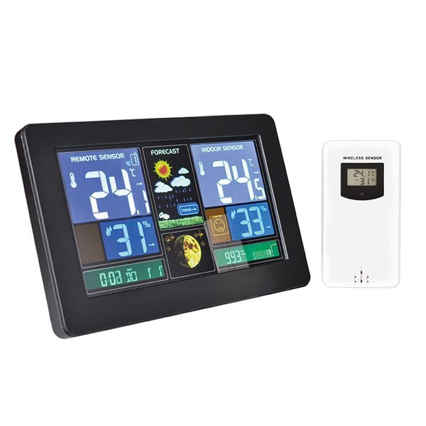 Solight meteostanica, extra veľký farebný LCD, teplota, vlhkosť, tlak, RCC, USb nabíjanie, čierna - Image 6