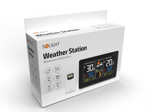 Solight meteostanica, extra veľký farebný LCD, teplota, vlhkosť, tlak, RCC, USb nabíjanie, čierna - Image 4