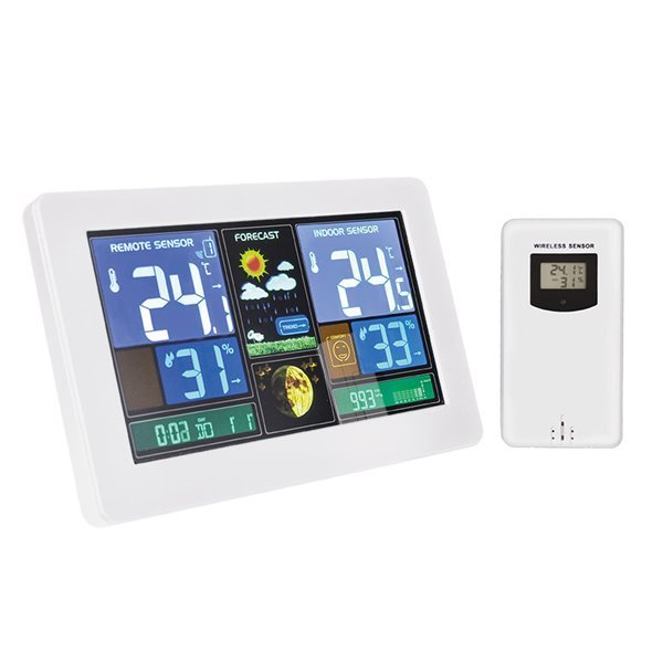 Solight meteostanica, extra veľký farebný LCD, teplota, vlhkosť, tlak, RCC, USB nabíjanie, biela - Image 6