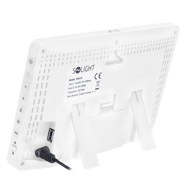 Solight meteostanica, extra veľký farebný LCD, teplota, vlhkosť, tlak, RCC, USB nabíjanie, biela - Image 3