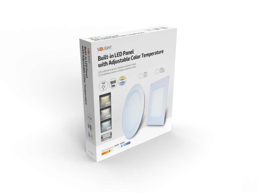 Solight LED mini panel CCT, podhľadový, 12W, 900lm, 3000K, 4000K, 6000K, štvorcový - Image 2