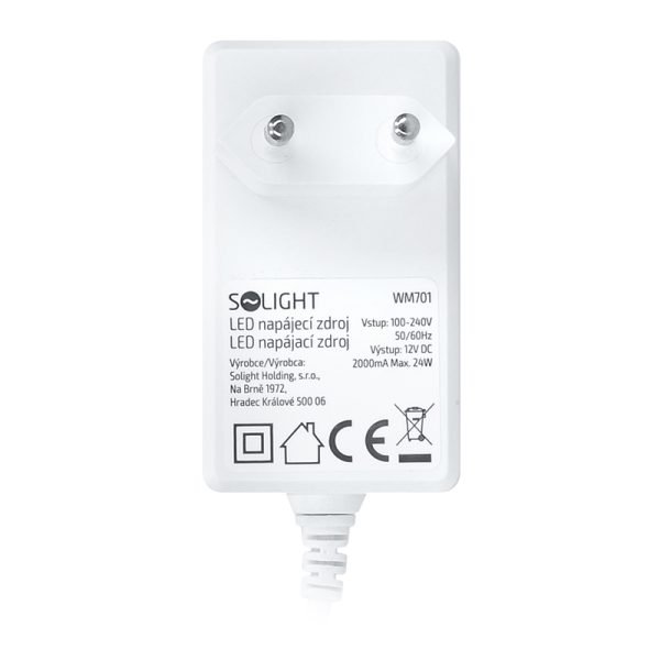 Solight sieťový adaptér pre LED pásiky, 230V - 12V, 2A, 24W, biela farba - Image 2