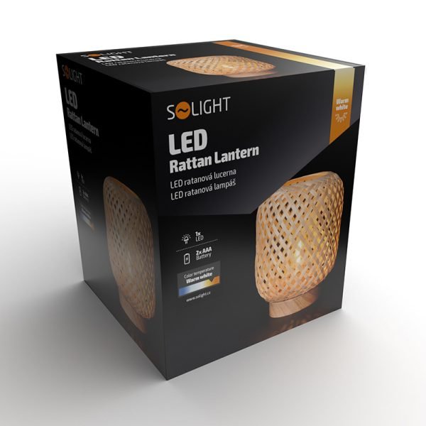 Solight ratanová LED lampáš s LED žiarovkou, teplá biela, 2x AAA, 19cm - Image 4