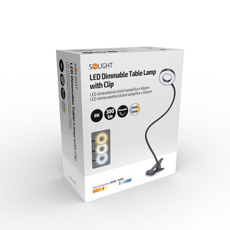 Solight LED stmievateľná stolná lampička s klipom, 300lm, nastaviteľná teplota svetla, USB - Image 11