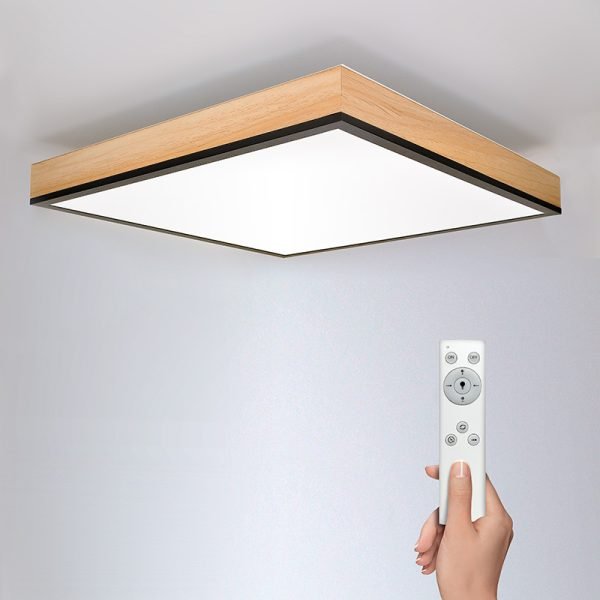 Solight LED ceiling lighting with remote control, square, wood decor, 3000lm, 40W, 45x45cm - Image 3