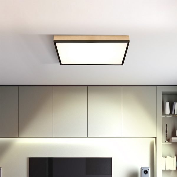 Solight LED ceiling lighting with remote control, square, wood decor, 3000lm, 40W, 45x45cm - Image 4