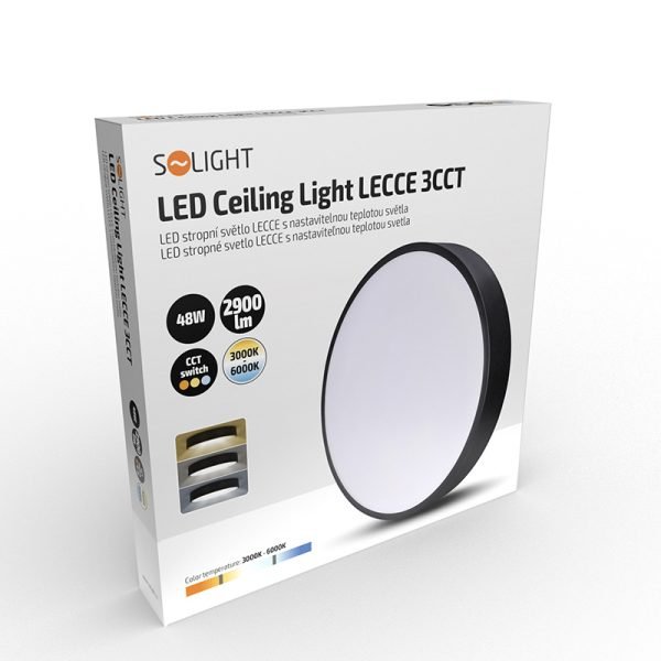Solight LED stropné osvetlenie LECCE, 3CCT, 48W, 2900lm, 40cm, 3000/4000/6000K, čierna - Image 2