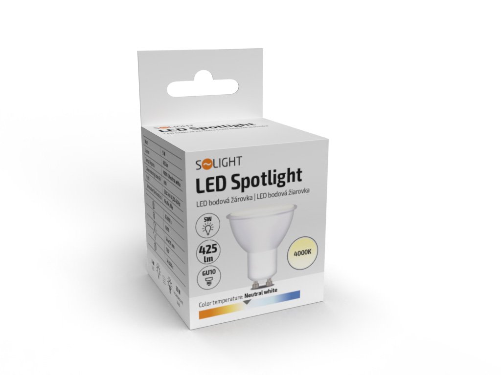Solight LED žiarovka, bodová , 5W, GU10, 4000K, 425lm, biela - Image 4