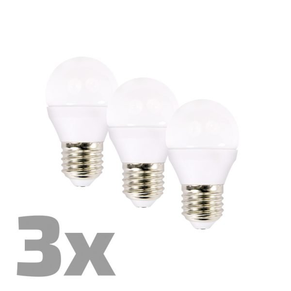 ECOLUX LED žiarovka Ecolux 3-pack, miniglobe, 6W, E27, 3000K, 450lm, 3ks