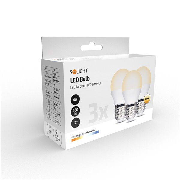 ECOLUX LED žiarovka Ecolux 3-pack, miniglobe, 6W, E27, 3000K, 450lm, 3ks - Image 3